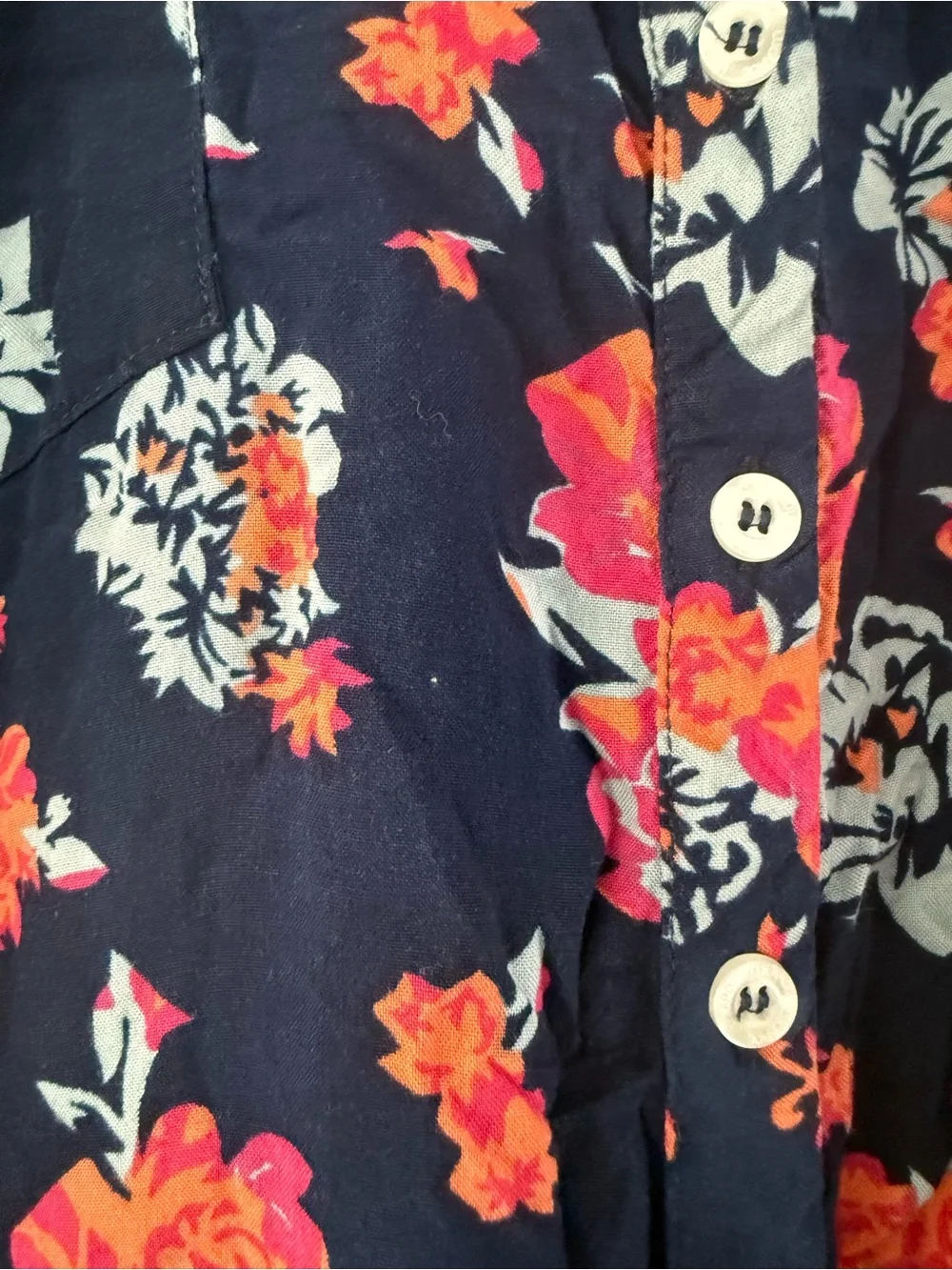 LuLaRoe Navy Floral Button-Front Dress with Pink & Coral Blooms - Picture 2 of 5
